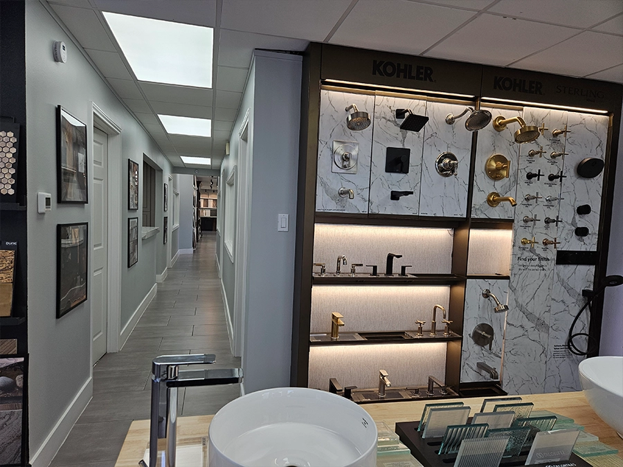 Plumbing fixture gallery inside the Unique BKB showroom